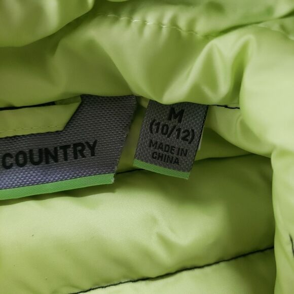 Free Country Womens M Black Green Down Filled Quilted Puffer Long Sleeve Jacket - Picture 6 of 13